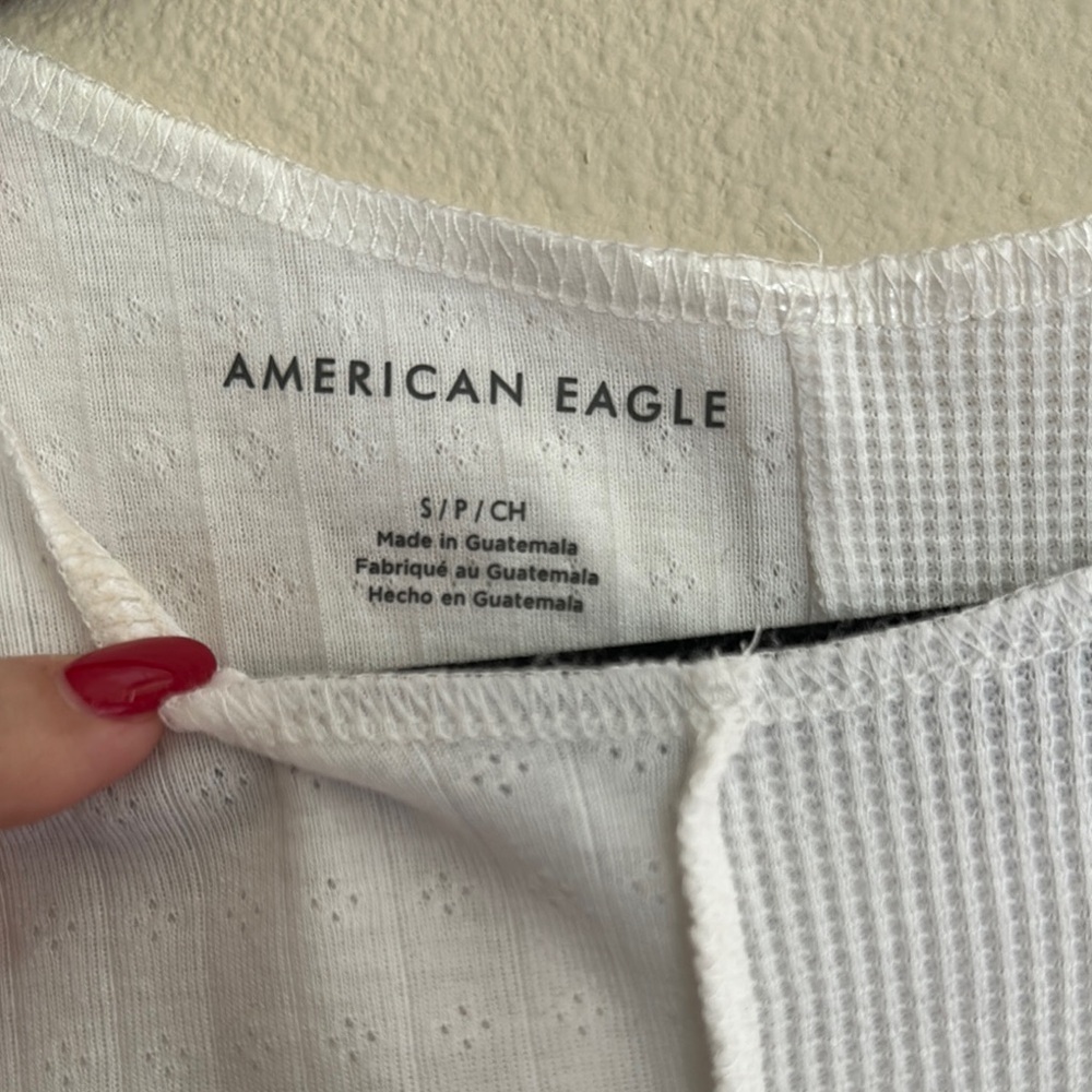 American Eagle Outfitters Textured White Tank Top - Picture 2 of 6